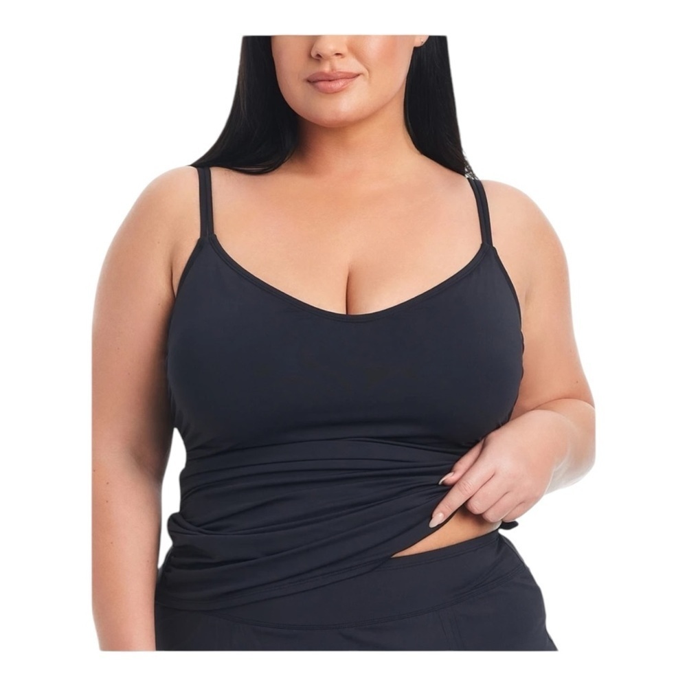 Bleu Rod Beattie Scoop Neck Tankini Top in Black NWT